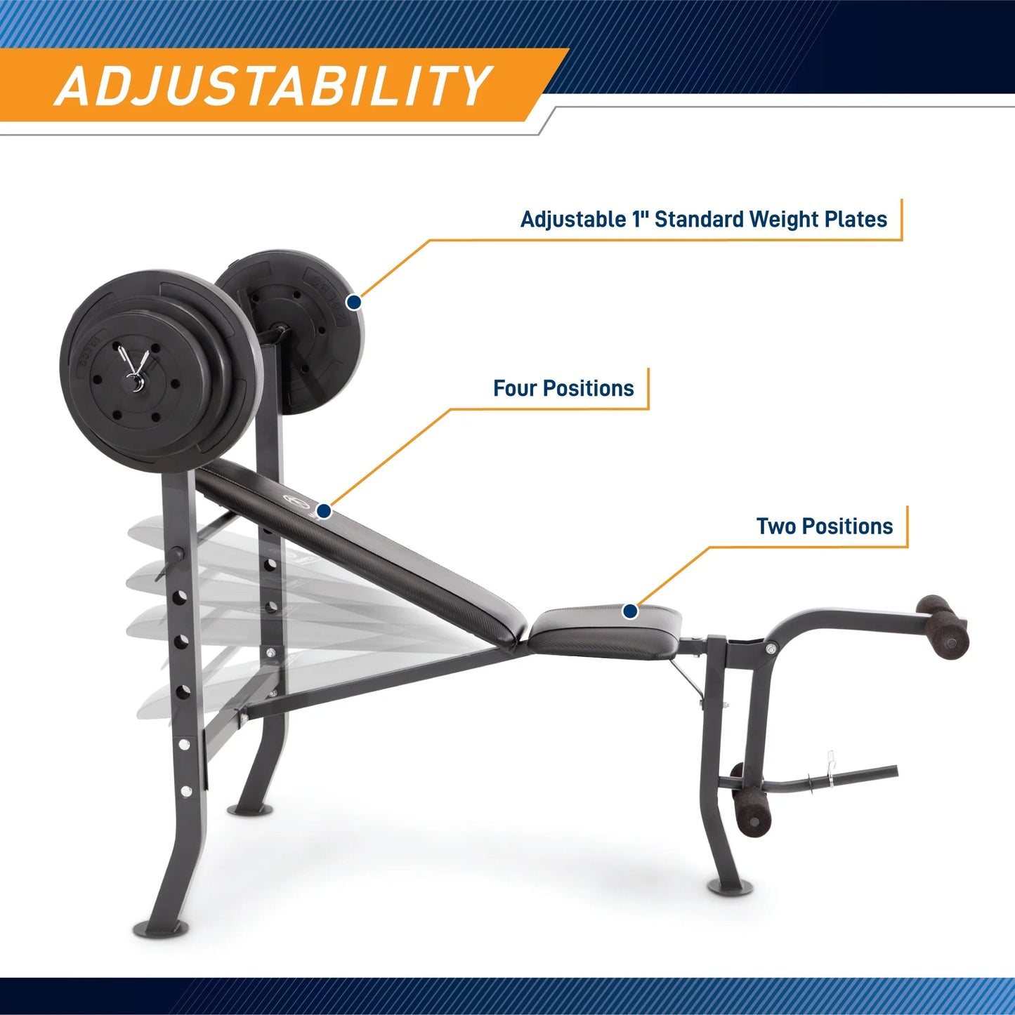 Pro  Standard Bench with 100 Lb. Weight Set MD-2082W
