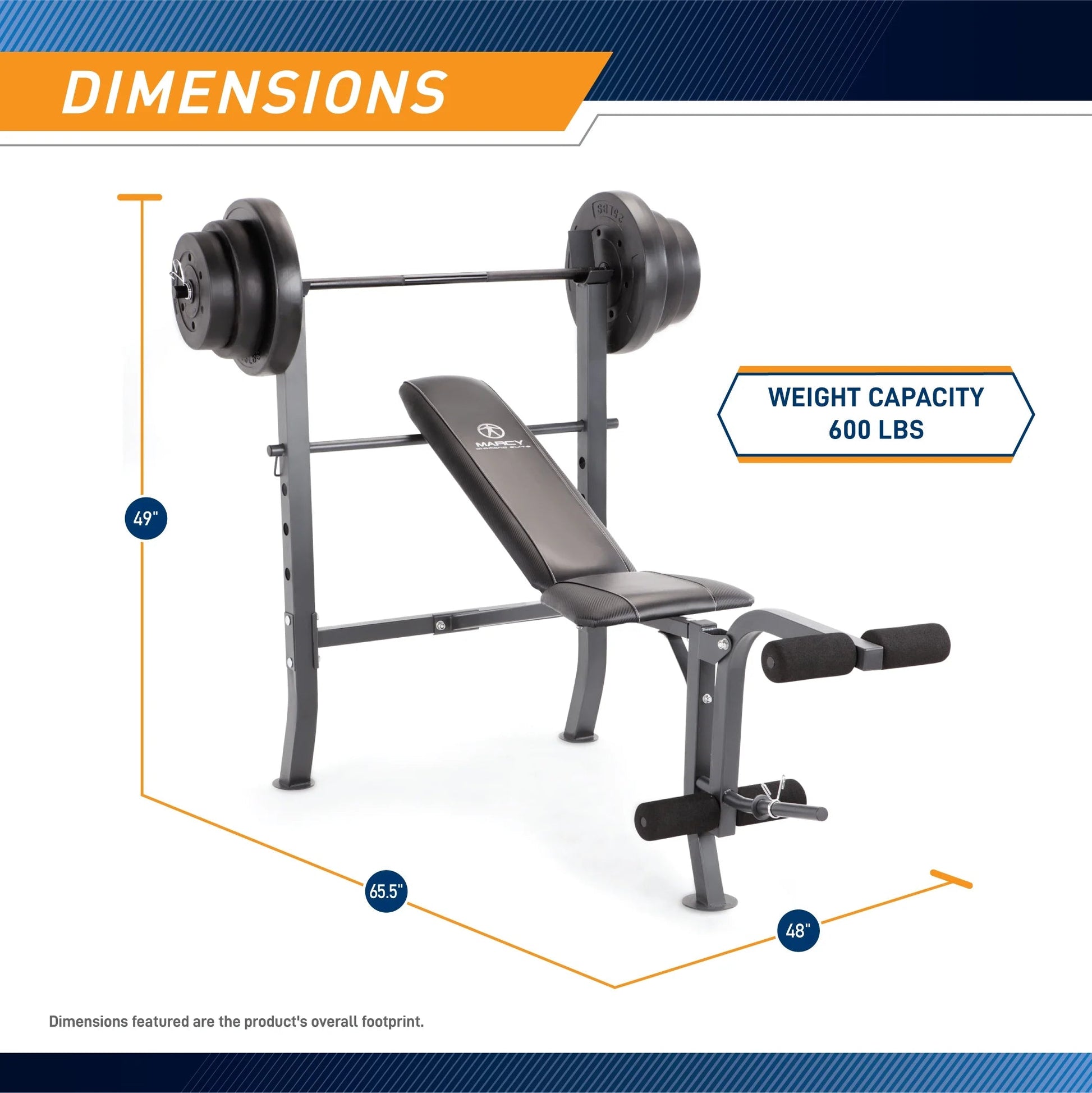 Pro  Standard Bench with 100 Lb. Weight Set MD-2082W